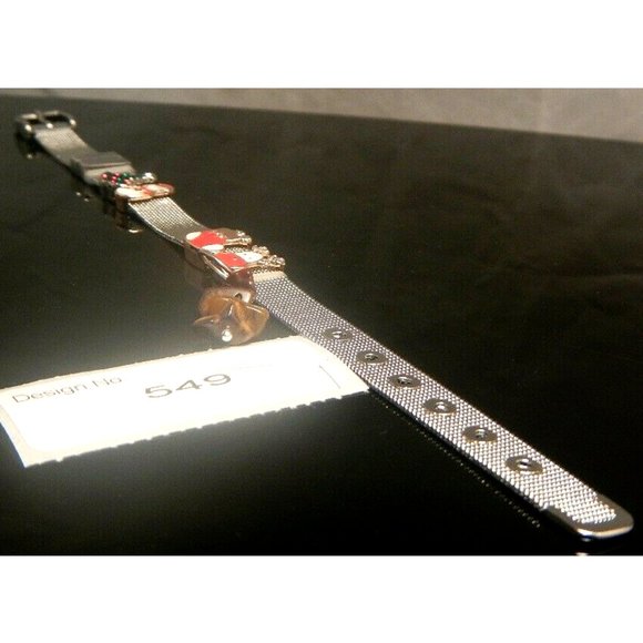 Tiger Eye Gemstone- Stainless Steel Mesh Keeper Bracelet-Band-Slide Charms-549 - Picture 5 of 7